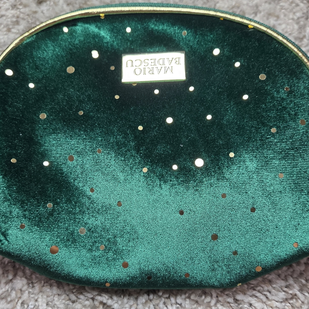 Mario Badescu Green Cosmetic Bag with Gold Accents